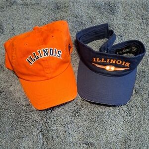 Illinois Fighting Illini Orange Adjustable Cap and Blue Visor Set